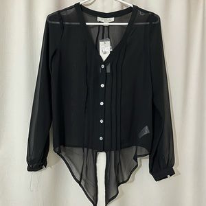Black Sheer tied Blouse